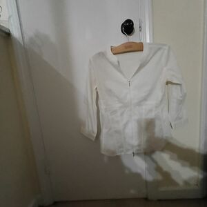 New York & Company White Stretch Blouse